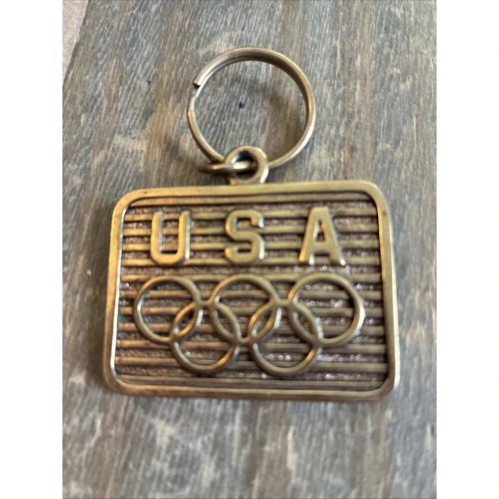 Brass USA United States Olympic Games Souvenir Keyring Double Sided